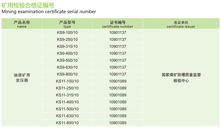 KS9、KS11油浸式礦用變壓器